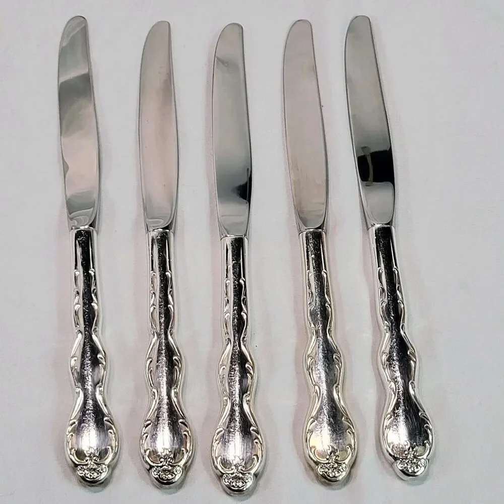 Camelot Melody Silverplate Pattern Set of 5 Butter Knives Floral Scroll VTG 1954